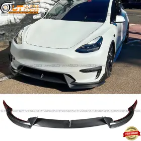 Tesla-my-fl2-cf Cmec For 2020-2024 Tesla Model Y Front Bumper Lip Splitter 3pcs-carbon Fiber Look