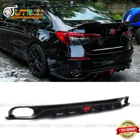 Ut-accord-10th-rl1-gb Cmec For 2018-2022 Honda Accord Rear Bumper Diffuser With Led Light Gloss Black