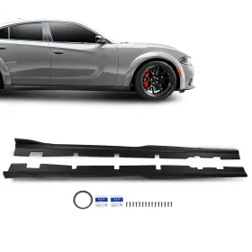 Cnnell20260309-7 Cnnell Side Skirts Rocker Panel Body Kit Fits 15-23 Dodge Charger Widebody Matte Black