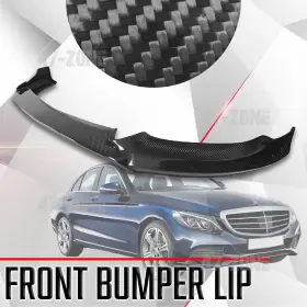 Cbk-mbz-lip0001 Cobra Tek For 15-18 Mercedes Benz C Class W205 Gloss Real Carbon Fiber Front Bumper Lip
