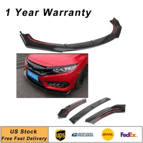 Comebuybest 321300271502 Front Bumper Lip Body Kit Spoiler Wing For 2016-2020 Honda Civic 3pcs Us Le