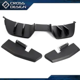 Ht-02ebd1201abk Crossdesign Fit For 2015-2017 Ford Mustang Premium Rear Bumper Diffuser With Side Valance 3pcs