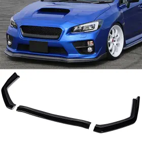 12464161 Csdex 3pcs Gloss Black Front Lip Splitters For 2015-2021 Subaru Wrx Sti 2.5l Plastic