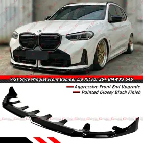 Cuztomtuning G45 X3 30 M50 For 2025-26 Bmw M Sport V-st Style Gloss Black Front Bumper Lip Splitter