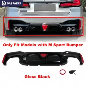 Bw6240086 Dasparts M5 Cs Style Rear Bumper Diffuser With Led For 2017-2023 Bmw 5 Series G30 G31 G38