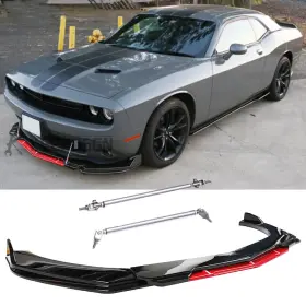 65465 Dreamizer Carbon Look Front Bumper Lip Splitter Strut Rods For Dodge Challenger Rt Srt Sxt