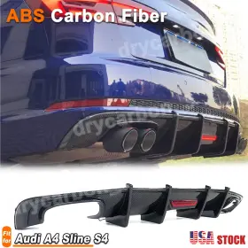 H-w-ad354-c Dry Carbon Abs Fiber Rear Bumper Diffuser Lip With Led For Audi A4 Sline S4 B9 2017-19