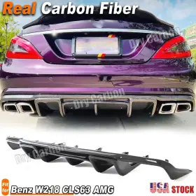 W-be058-3 Dry Carbon Real Fiber Rear Bumper Diffuser Lip For Benz W218 Cls550 Cls63 2012-2014