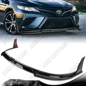 2-pu-210-pbk Dtm For 18-20 Toyota Camry Se Xse Unpainted Black Front Bumper Lip Body Kit Spoiler