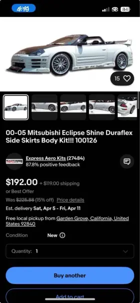 100126 Duraflex Shine Side Skirt Body Kit For 00-05 Mitsubishi Eclipse