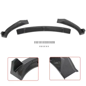 Ecp161375st E-carpartstore Fits 2017-2020 Tesla Model 3 3pcs Carbon Look Front Bumper Lip Spoiler Splitter