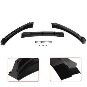 Ecp161387st E-carpartstore 3pc For 16-18 Hyundai Elantra Front Bumper Lip Spoiler Splitter Glossy Black