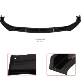 Ecp165036st E-carpartstore For 2019-20 Honda Civic 10th Gen Front Bumper Lip Spoiler Splitter Glossy Black