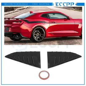 E0170634001cp01 Eccpp 2x Side Window Louvers Cover Fits 2016-2020 Camaro Coupe Glossy Black