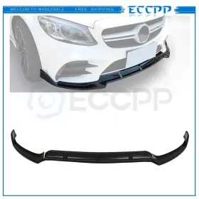 E11759910321cp Eccpp 3x Front Lip Splitters For 15-18 Mercedes-benz W205 C-class Painted Black
