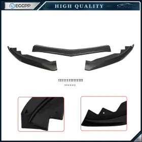 E16105029cp Eccpp Fits 2015-2018 Cadillac Ats 3 Pieces Glossy Black Front Bumper Spoiler Lip