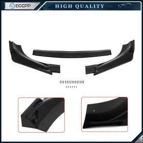 E16105037cp Eccpp Fits 13-16 Hyundai Genesis Coupe 3 Pieces Glossy Black Front Bumper Spoiler Lip
