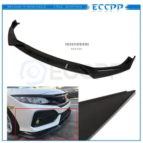 E16503610321cp Eccpp 3x Front Lip Splitters For 19-20 Honda Civic 10th Gen Glossy Black