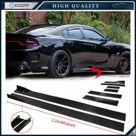 E16628cp467s-1 Eccpp 6x Universal Black Side Skirt Extension Rocker Splitters Diffuser Lip 86 Inch X 4