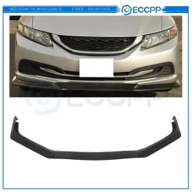 E17016801cp0221s Eccpp Front Bumper Lip Fits 2013 2014 2015 Honda Civic Sedan Matt Black