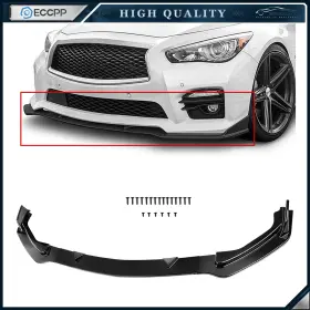 Ec101610950p06 Eccpp Front Bumper Lip Trim Spoiler Fits 2014-2017 Infiniti Q50 Base Painted Black