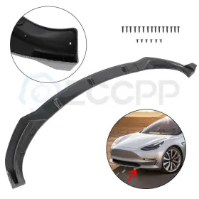 Ec101613750p0603 Eccpp For Tesla Model 3 2017-2021 Carbon Look Front Bumper Body Kit Lip 3pc