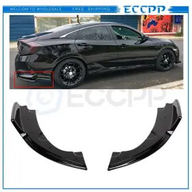 Ec101672111613810p06 Eccpp Fits 16-18 Honda Civic 2x Rear Bumper Lip Splitters Winglet Aprons Side Skirt