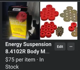 8.4102r Energy Suspension Body Mount Set Fits 84-88 4runner