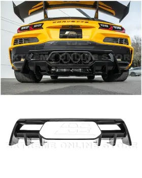 Diff-966-v2-abs Eos Performance Black Rear Bumper Finned Diffuser For Corvette C8 20-up
