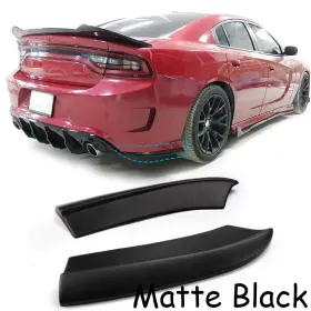 Erectsport 16 17 18 2pc Matte Black Rear Bumper Lip Side Apron Pp V2 Style Fits 15-22 Dodge Charger Srt