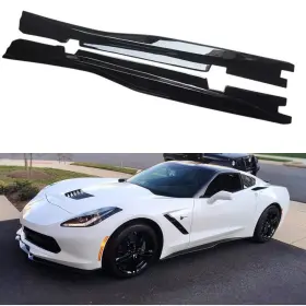 At-14c7-sk1-gb Erectsport Side Skirts Extensions Lip Glossy Black For 2014-19 Chevy Corvette C7 Z06 Style