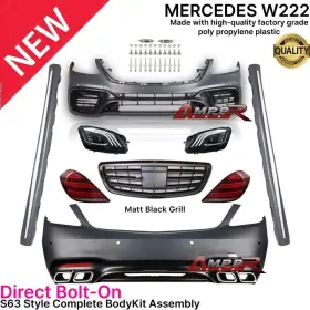 A2229065601 Eurodyne For 14-2017 Mercedes S Class W222 Facelift 2018 S63 Amg Bumper Body Kit With Light