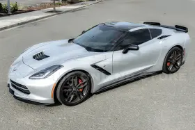 Cpe-flip-081-bkcf Extreme Online Store Ss-086-bkcf Carbon Fiber Add-on Front Lip Splitter Side Skirts For 14-19 Corvette C7 Base