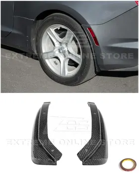 Eos-mf-239-bkcf Extreme Online Store For 16-24 Camaro Extended Style Carbon Fiber Rear Mud Flaps Splash Guards