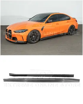 Eos-ss-1308-bkcf Extreme Online Store For 21-up Bmw G80 M3 3d Style Carbon Fiber Add-on Side Skirts Panel Extension