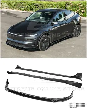Wsa-flip-1290-abs Extreme Online Store Ss-1291-abs For 25-up Tesla Model Y Track Style Abs Glossy Black Front Lip Side Skirts Kit