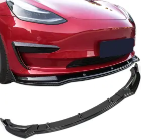 Od011-cgl-b Flampetus Front Bumper Lip Kit Glossy Carbon Fiber Splitter For Tesla Model Y 2017-2024