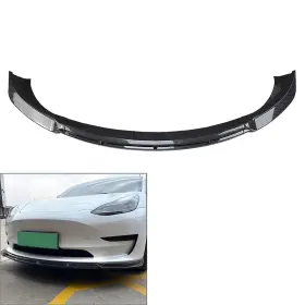 Flashbuyeasyusa 423987256435 Front Bumper Lip Chin Spoiler Splitter Carbon Fiber Fit Tesla Model 3 2017-2021
