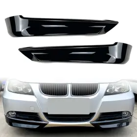 Flashbuyeasyusa 550733261983 Front Bumper Lip Aprons Gloss Black For Bmw 3 Series E90 E91 320i 330i 2005-2008