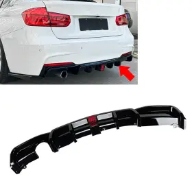 Flashbuyeasyusa 550739836642 Rear Bumper Protector Spoiler Lip With Light For Bmw 3 Series F30/31 M Sport 12-19
