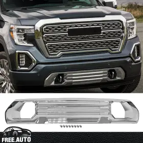 8-spf-gs1921 Free-auto802 Front Bumper Protection Mid-section Skid Plate Fits 19-21 Gmc Sierra 1500 Chrome