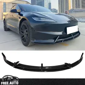 Blf-tsl324ik23p-gbk Free-auto802 Front Bumper Lip Fits 24-25 Tesla Model 3 Ikon2 Style Gloss Black Pp 3pcs Set