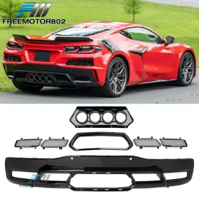 Fz-bld-ccorvc8z07-pbk Freemotor802 198073435024 Fits 20-25 Corvette C8 Z06 Oe Style Rear Diffuser Black Quad Exhaust Tip Grille