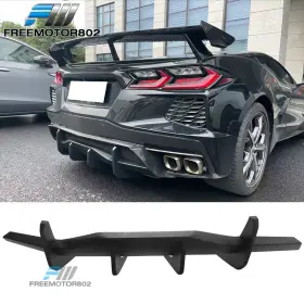 Fz-bld-ccorv20ik-mbk Freemotor802 For 20-25 Chevy Corvette C8 Stingray Z51 E-ray Matte Black Rear Diffuser Lip Abs