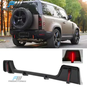 Fz-bld-lrdef20led-gbk Freemotor802 Fits 20-26 Land Rover Defender 90/110/130 Rear Bumper Diffuser With Brake Light