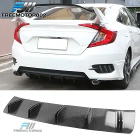 Fz-bld-v6uni2p-cfl Freemotor802 Universal Rear Bumper Lip Diffuser Splitter 5 Shark Fins Wing Carbon Color Pp