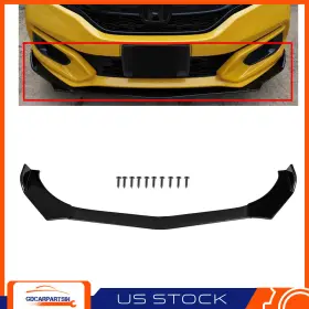 Gd161093a01 Gdcar 3pcs Bright Glossy Piano Black Front Bumper Lip Universal