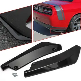 Gearzaar 887261760474 Universal Glossy Black Car Rear Bumper Lip Diffuser Splitter Canard Rvdztfultekz