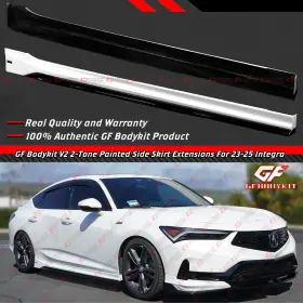 Skirt-v2-acint23-gf-wh Gf Bodykit Design For 23-25 Acura Integra De4 V2 Pearl White Black Side Skirt Extension