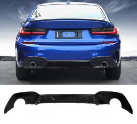 Adv-bld-bg20mt330-pp Ggsmd Fits 19-22 Bmw G20 Dual Single Exhaust Rear Diffuser Glossy Black 320i 330i 330e